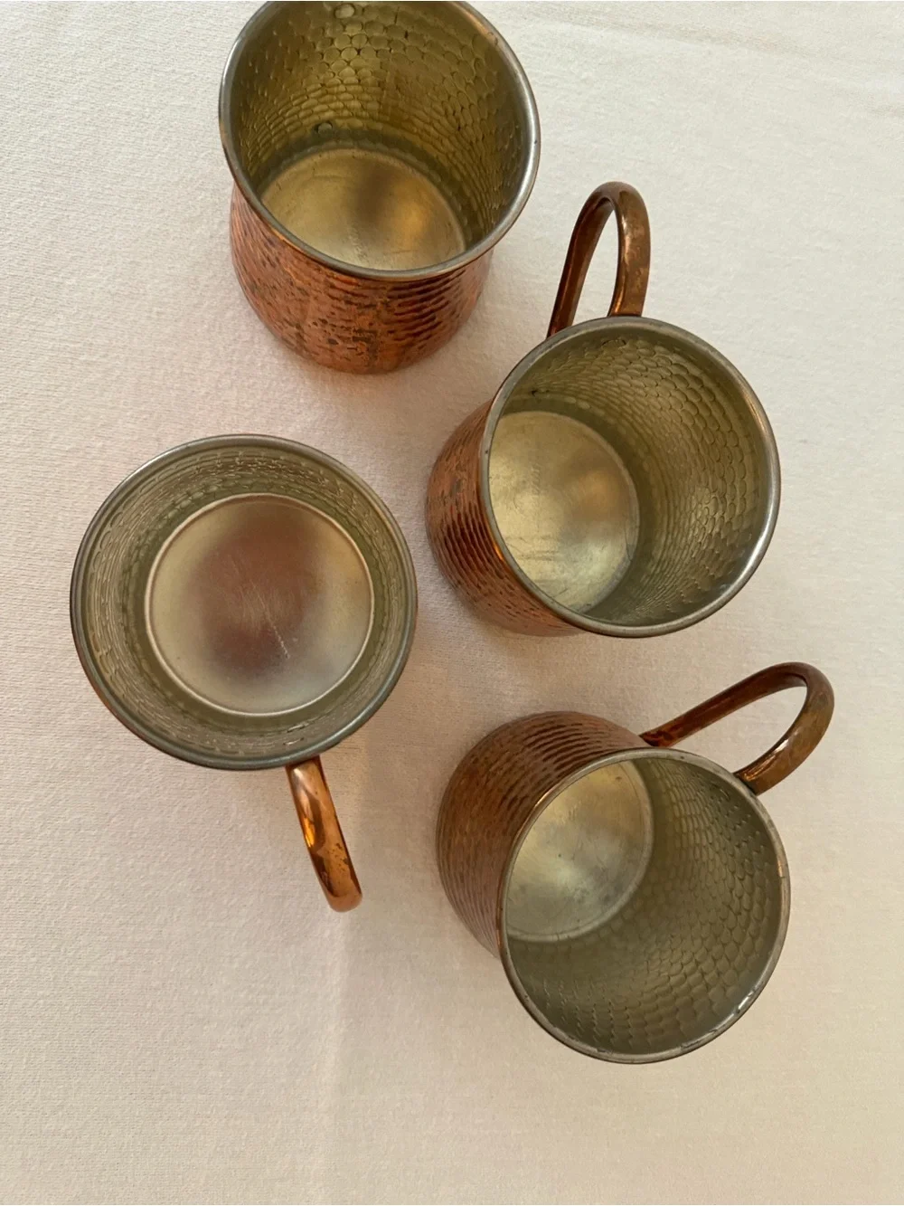 Williams Sonoma Copper-Tone Hammered Mugs with Handles - Set of 4
